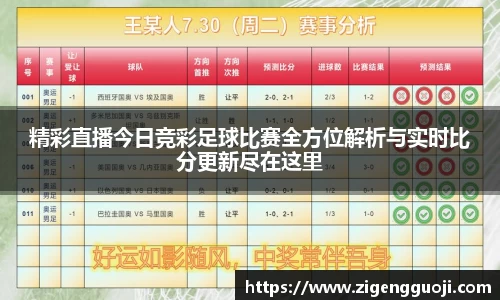 精彩直播今日竞彩足球比赛全方位解析与实时比分更新尽在这里