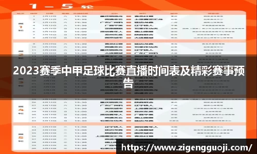 2023赛季中甲足球比赛直播时间表及精彩赛事预告